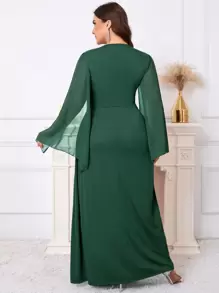 SHEIN Clasi Plus Size Elegant Party Solid Color Twist Cape Sleeve Dress