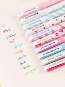 10 Colors Highlighter Pen, Office Supplies Back To School, 10pcs/5pcs Random Ditsy Floral Multicolor Neutral Water-Based Pen, Student Stationery - Multicolor - View 1
