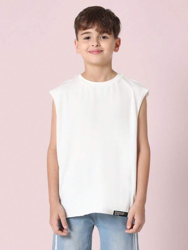 SUMWON Jersey Tank Top Sleeveless Athletic Raw Edge Youth Sport Casual Summer Training Workout Performance Basic Essential Streetwear Activewear