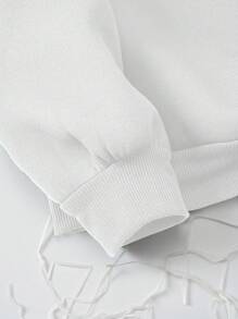 EMERY ROSE Women Casual Print Pattern Loose Fit Crew Neck Long Sleeve Sweatshirt, Suitable For Spring & Autumn - White - View 3