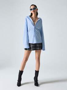 SHEIN EZwear 彈性腰溜冰格紋半身裙