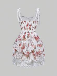 ROMWE J-Fashion Y2K Rose Lace Mini Dress