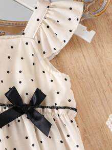 2025 时尚女童夏季轻质吊带波点公主裙（套头裙）女婴 - 杏色 - 查看 9