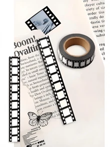 1卷10米薄膜设计和纸胶带可爱贴纸日记贴纸日记本DIY贴纸，笔记本贴纸日记用品遮蔽胶带剪贴簿用品纳米胶带剪贴簿剪贴簿贴纸学校返校 - 黑與白 - 查看 5