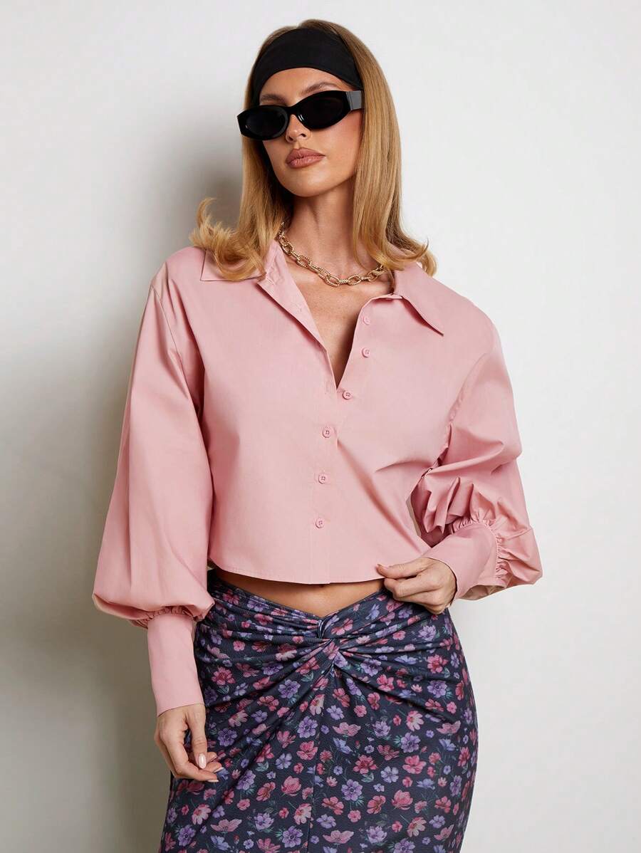 COSMINA Women's Elegant Loose Fit Casual Pink Blouse, Spring/Summer - Pink - View 1