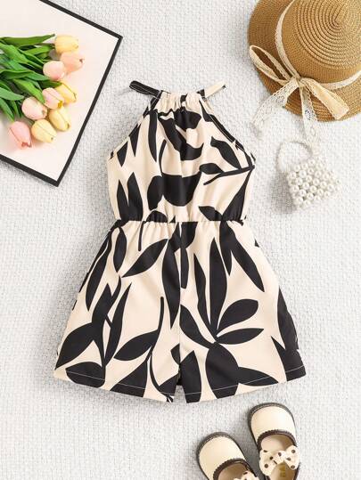 Mono sin mangas con cierre en la cintura, estilo de moda minimalista adecuado para el verano, para niña joven