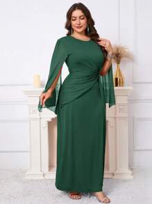 SHEIN Clasi Plus Size Elegant Party Solid Color Twist Cape Sleeve Dress