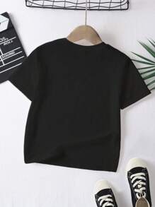 SHEIN Baby Boy Casual Cartoon Easter Rabbit & Egg Print Round Neck Loose Short Sleeve T-Shirt, Suitable For Summer - White - View 3