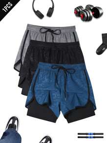 Manfinity Sport Corelite 1 szt. Męskie spodenki fitness, spodenki do biegania, spodenki do koszykówki, z podszewką Quick-Dry i konstrukcją 2 w 1, wiosna i lato