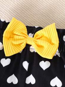 SHEIN 3pcs/Set Toddler Kids Casual Outing Outfit, Includes Bodysuit With Embroidered Cap Sleeves, Long Pants And Headband With Bow