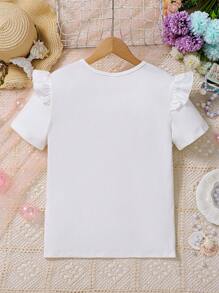 SHEIN Tween Girl Vacation Casual Cartoon Mermaid Print T-Shirt - White - View 2