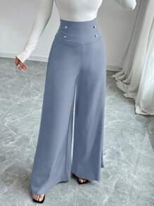 Firerie Pantalones negros de tiro alto y pierna ancha para mujer que estilizan la figura, ideales para la oficina