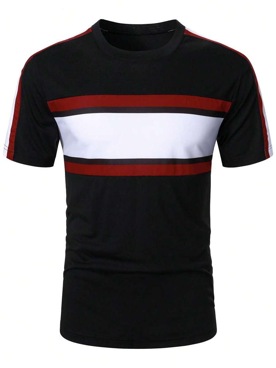 Manfinity Bizformal Men's Striped Casual Fashion Short Sleeve T-Shirt