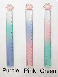 1pc Cute Cat Paw Straight Ruler, 15cm Transparent Drawing Ruler, Highly Attractive Gradient Plastic Measuring Ruler, Student Stationery, Cartoon Creative Bookmarks, Pink Agenda Ruler, Drawing Measuring Tool, Prize Or Gift