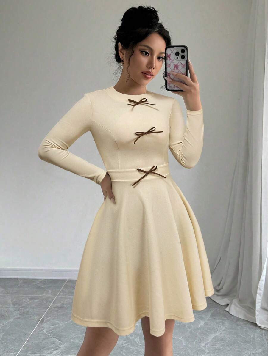 SHEIN Privé Vestido elegante de mujer con lazo para ocasión especial