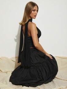 COSMINA Women's Solid Deep V Sexy Cropped Fitted Fashion Tank Top, Elegant Occasion Wear - Black - View 7