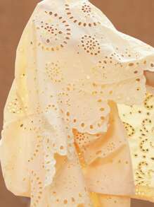 Aveloria Rosie Embroidered Trim Round Neck Long Sleeve Blouse For Women Boho Vacation Fashionable Style For Spring Fall - Champagne - View 7