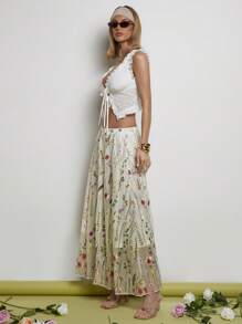 COSMINA 女士松紧腰花卉刺绣长裙 - 彩色 - 查看 4