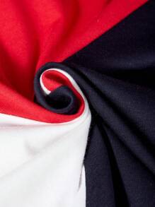 SHEIN Tween Boys' Polo Shirt With Contrast Piecing & Embroidered Letter, Active Short Sleeve - Multicolor - View 7