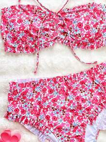 Swim Mod Beach Summer Women Assorted Print Ruffled Two Pieces Swimwear - Multicolor - View 4