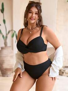 Swim Lushoire Set di costumi da bagno eleganti da resort con coppe rigide imbottite, taglie forti