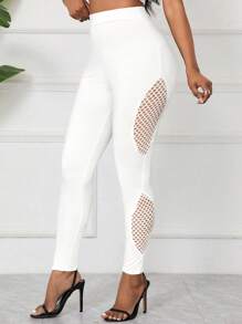 SHEIN Lady Solid Color Seamless Side Hollow Out Butt Lifting Slimming Fitness Yoga Leggings