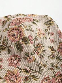 Sweetra 花卉印花露背交叉抹胸上衣 Y2K - 咖啡棕 - 查看 5