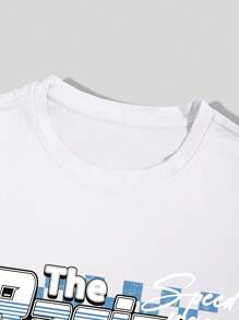 Manfinity EMRG Men's Letter & Car Graphic Round Neck Casual Loose Short Sleeve T-Shirt Racing Shirt - White - View 4