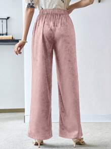 Modelyn Jacquard Drawstring Waist Wide Leg Pants, Hanfu Bottoms - Pink - View 2