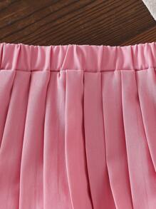 2pcs/Set Baby Girl Blouse And Pleated Skirt Outfit - Pink - View 6