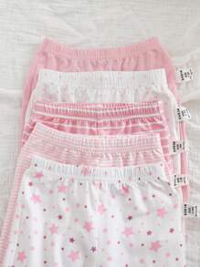 Conjunto de 15 piezas para recién nacida: body, pantalones y manoplas de punto a rayas con estampado de estrellas en color rosa palo, adecuado para primavera, verano y otoño, apto para uso diario, hogar y ocio - Rosa - Ver 8