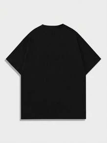 ROMWE MEN Street Life Set de 2 piezas de camiseta de manga corta con gráfico de retrato masculino y shorts, apto para uso diario, primavera/verano