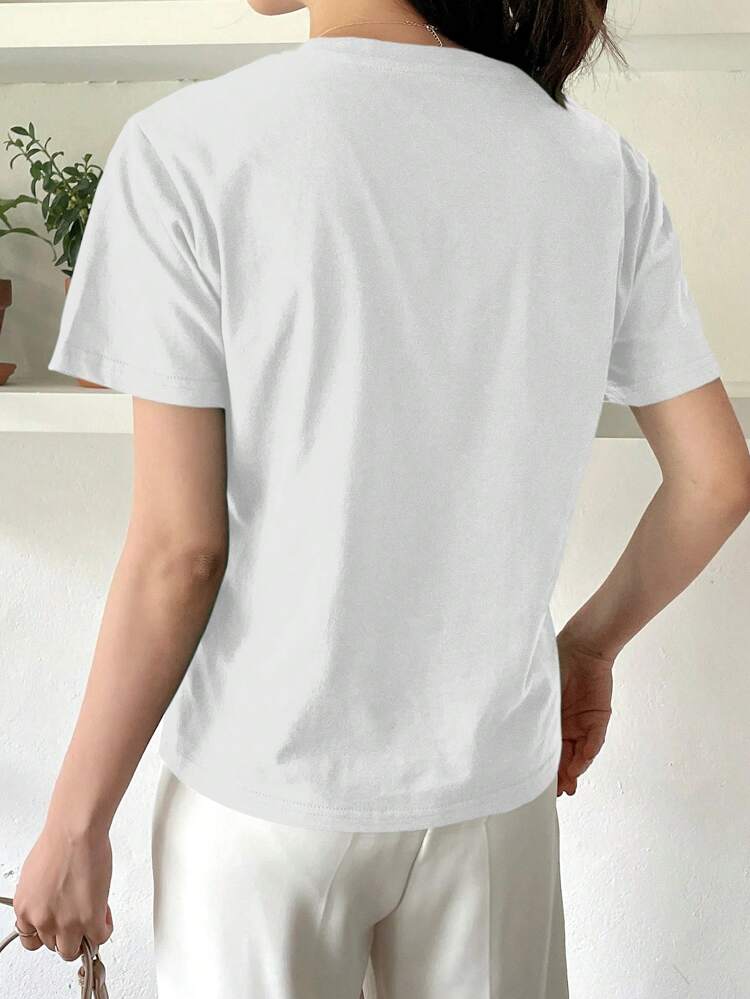 Letter Graphic Round Neck Tee