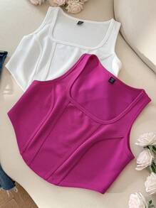 CosyJoli Plus Size Women's Tank Top, 2 Pieces, Summer Outing Top,Summer Outfits For Women Summer Tops Beachwear Vacation Outfits Woman,Beach Outfits For Woman Y2k,Going Out Tops Cute Tops Y2k Tops Cute Tops Women Cute Summer Tops Rave Top