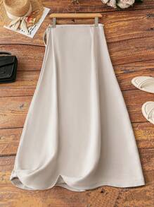 Al Najma 女士休闲刺绣抽绳裙，休闲度假 - 杏色 - 查看 2