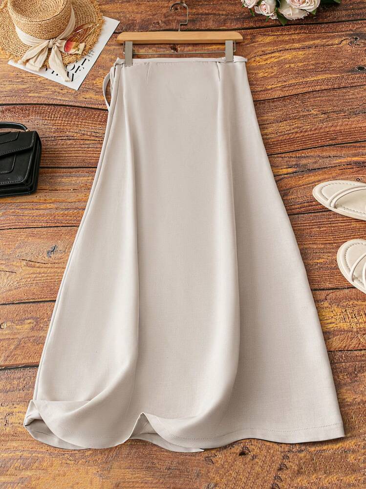 Al Najma 女士休闲刺绣抽绳裙，休闲度假 - 杏色 - 查看 2