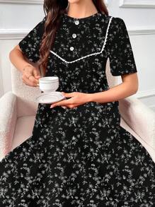 Al Najma Short Sleeve Ditsy Floral Dress, Elegant Summer