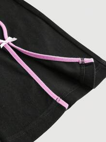 SHEIN MOD Damen Jeans mit Schleifen Dekor, einfach und lässig, Alltagskleidung