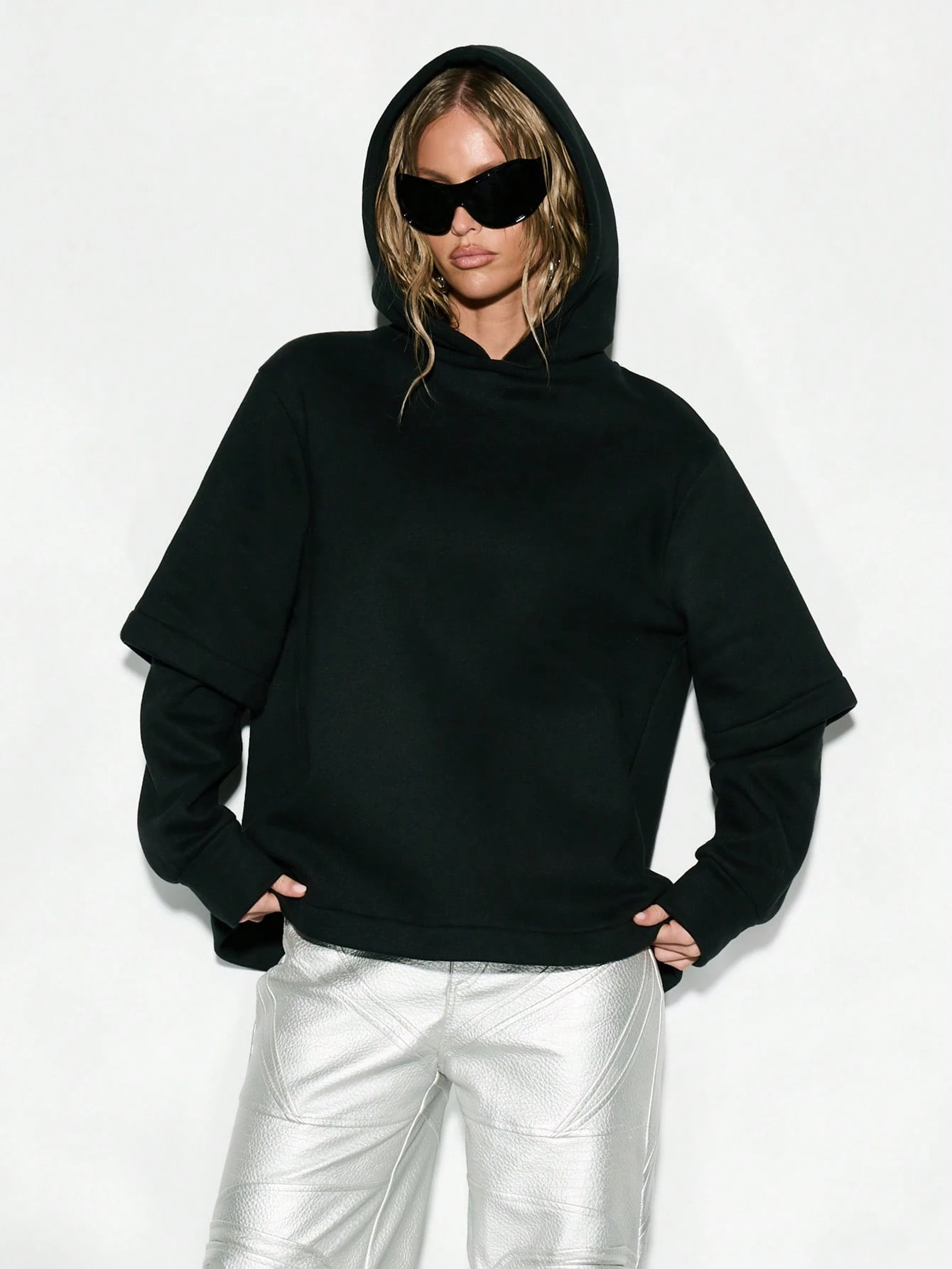 Double Layer Oversized Sweatshirt Hoodie Layering Essential