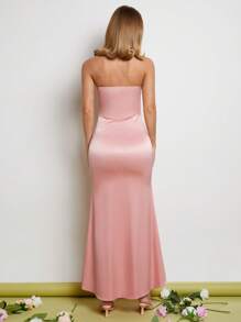 COSMINA Women's Solid Color Strapless Fishtail Hem Dress, Elegant For Formal Occasions