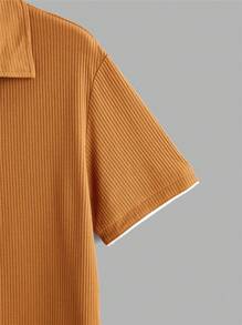 Mainfolk 2 件男士修身 ID 卡印花休闲短袖 Polo 衫套装，适合夏季 - 卡其色 - 查看 4