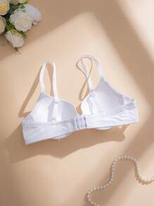 Women's Solid Color Minimalist Underwire Bras  For Everyday Wear Push Up - White - View 7