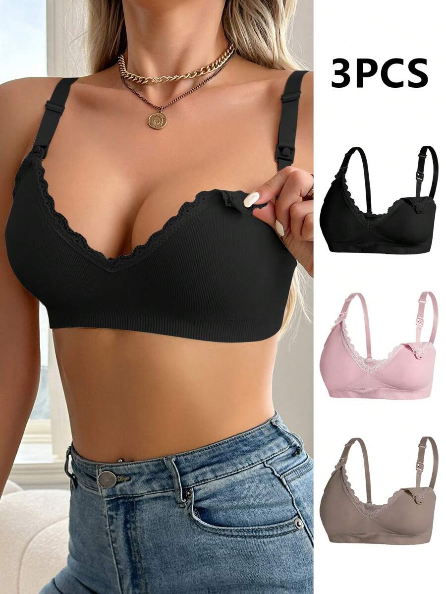 Moonlight&Mama 3pcs Seamless Maternity Underwear Set, Spaghetti Strap, Fashion & Suitable For Summer - Multicolor - View 1