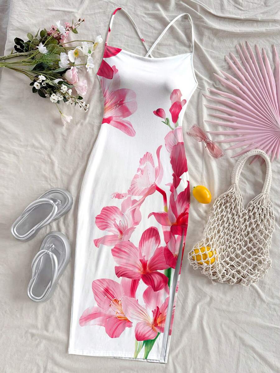 Soleia Women's Flower Print Sleeveless Dress, Casual Vacation