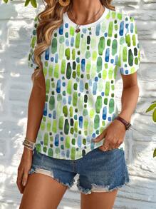 INAWLY Simple & Fashionable Fitted Round Neck T-Shirt, Suitable For Summer