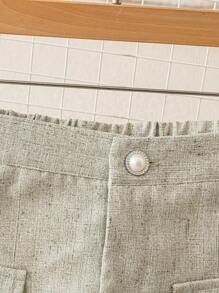 Flirla Casual Covered Decor Versatile Commuter Shorts, Suitable For Spring & Summer - Apricot - View 4