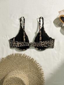 SHEIN Swim Women's Summer Random Floral Print Spaghetti Strap Push Up Vacation Bikini Top - Multicolor - View 5