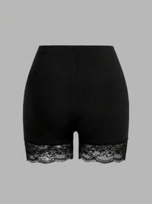 SHEIN PETITE CURVE Plus Size Summer Basic Leggings, Minimalist And Fashionable - Black and White - View 6