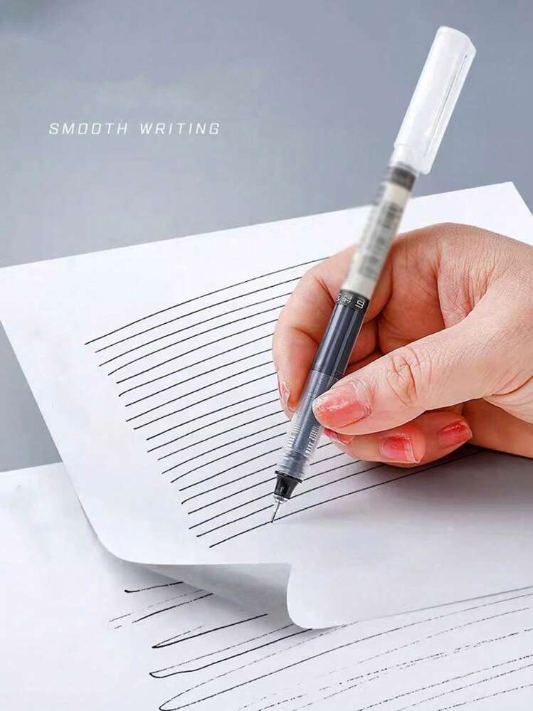 10 支/套 大容量速干圆珠笔 适用于笔记记录、办公室工作、签署文件、学校用品、文具、蓝色/红色/黑色 - 藍色 - 查看 5