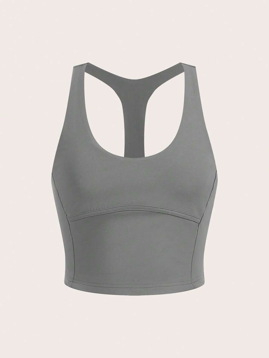 SHEIN BASICS Top corto ajustado sin mangas de punto de color liso informal